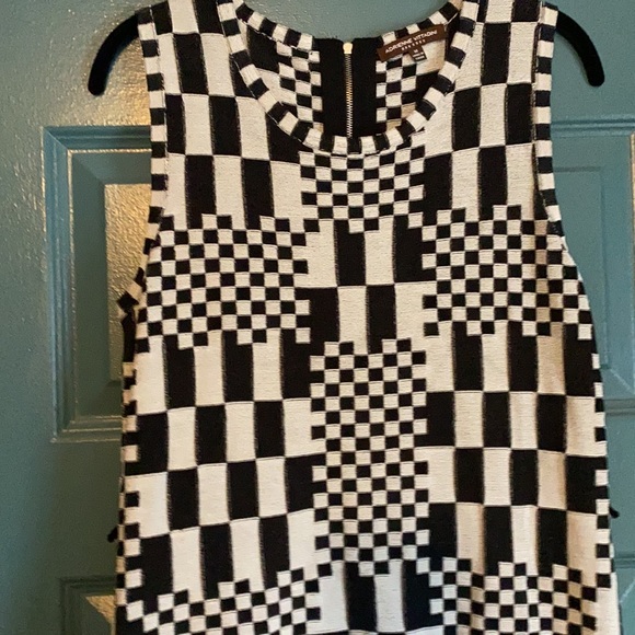 Vintage Adrianne Vittadini black and white ska two tone checkered cocktail dress - Picture 3 of 8